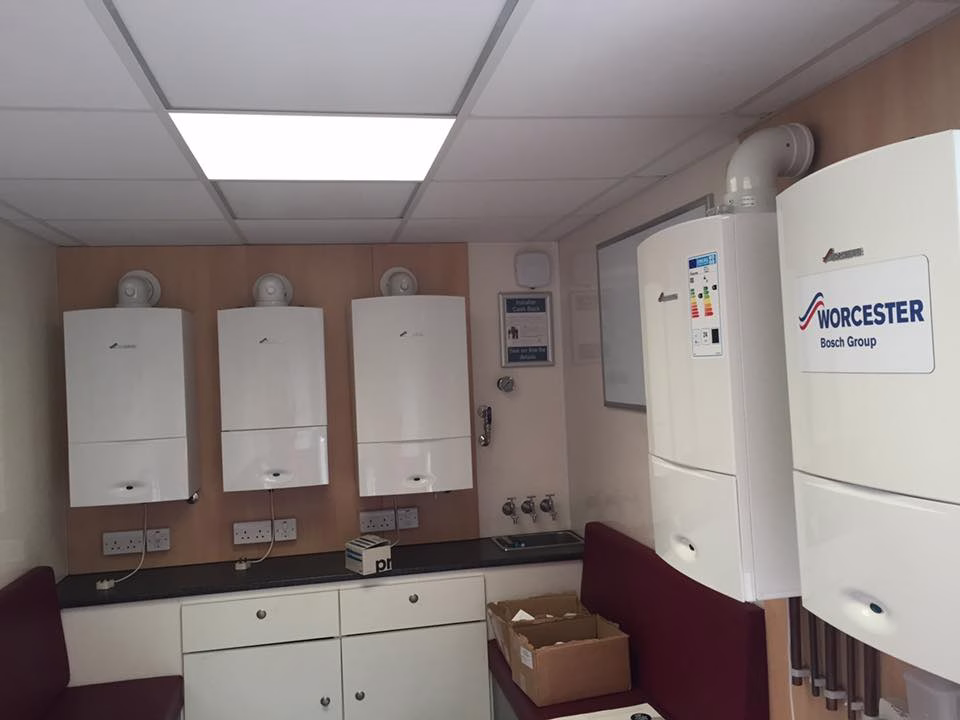 Picture of multiple gas boilers for a commercial project
